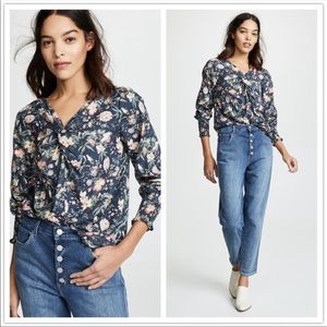 La Vie Rebecca Taylor Floral Blouse V-Neck